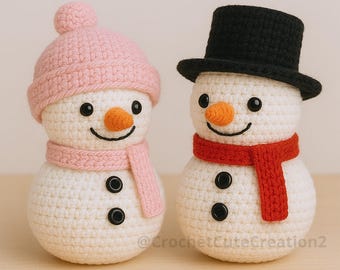 Snowman Crochet Pattern Bundle PDF, 2 in 1 Amigurumi Snowmen Patterns, Christmas Crochet Set, Winter Decor, Beginner Friendly Amigurumi
