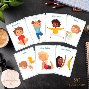 Kids Yoga Flashcards, Yoga Poster, Children's Yoga, Yoga Pose Cards, Kids Mindfulness, Kids Wellness, Kids Fitness, Gift for Child, Teacher