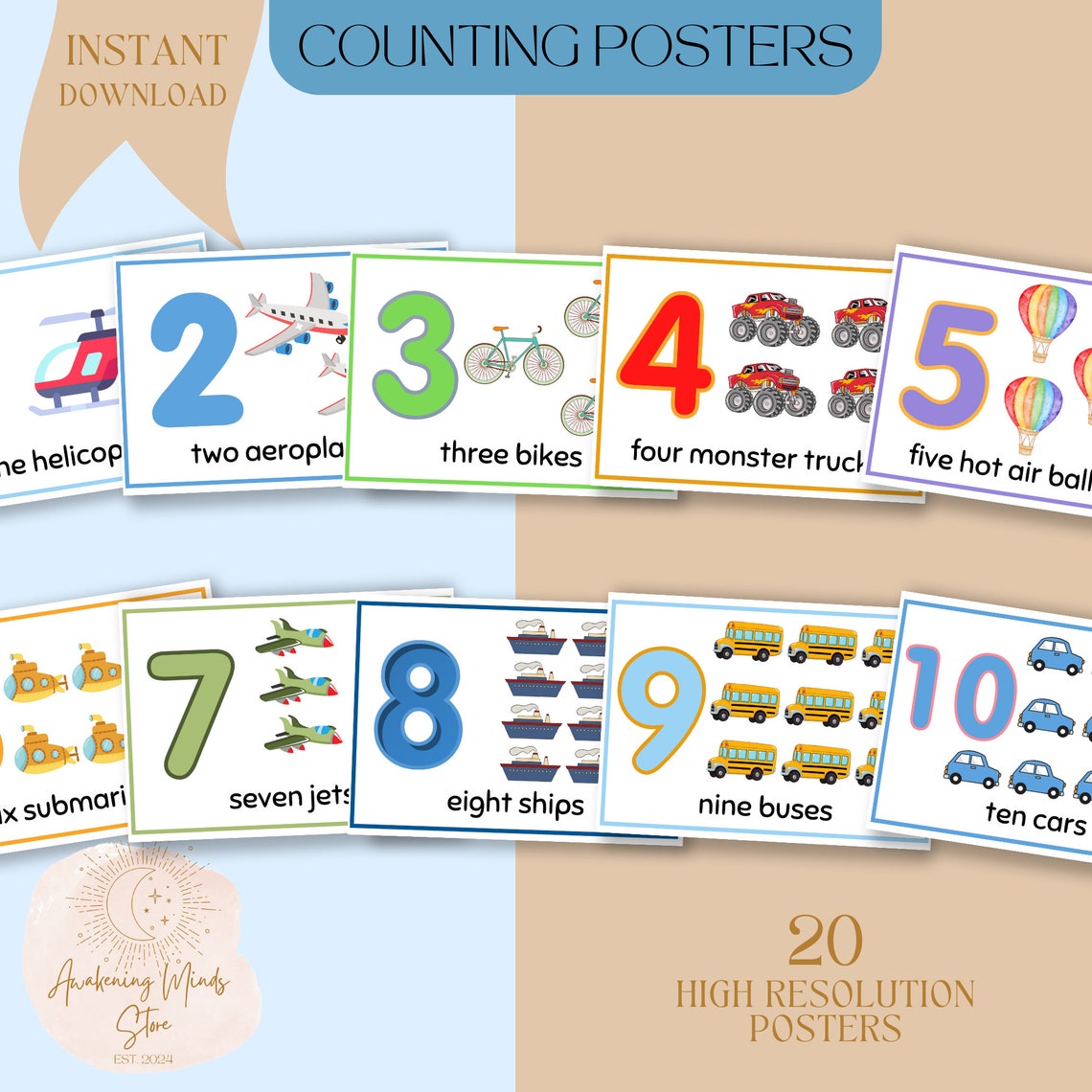 Counting Posters, Transport Theme, Transportation, Kids Counting ...