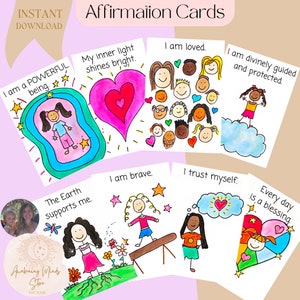 Carte di affermazione positiva, Affermazioni per bambini, Carte di affermazione quotidiana, Costruisci fiducia nei bambini, Amore per se stessi per ragazze, Ragazza regalo, Potenziare le ragazze