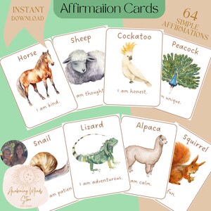 Farm Animal Cards, Kids Affirmation Cards, Printable Affirmation Cards, Positive Mindset, Build Confidence, Kids Mindfulness, Gift for Kids