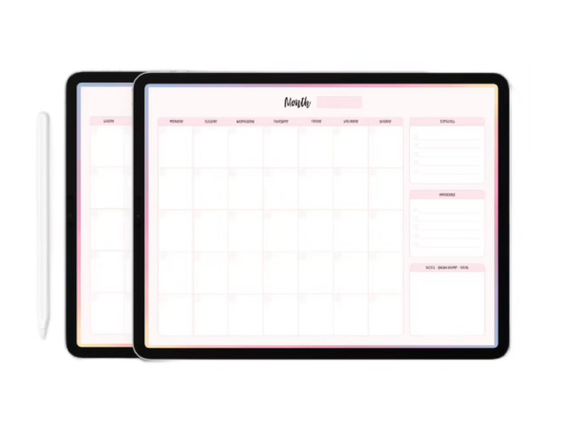 Monthly Planner: Goodnotes Template for Goodnotes, Notability ...