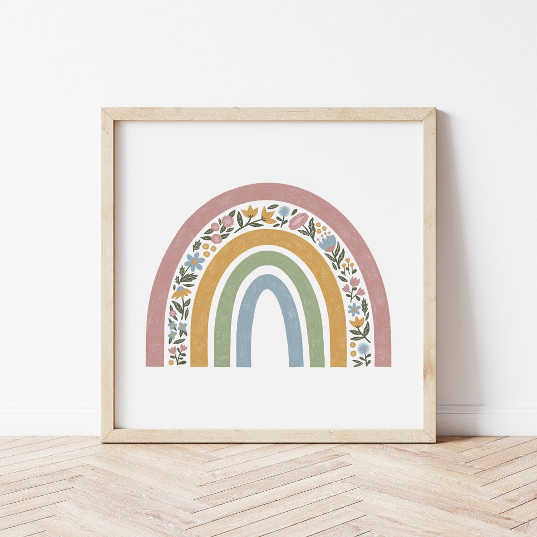 Floral Rainbow Nursery Print, Boho Nursery Decor, Wildflower Rainbow ...