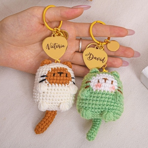 Custom Cat Keychain, Crochet mini Cat keychain, Knitted Cat Keychain, Cat Charm, Cute Gift for Cat Lovers, Cat Bag Charm, Bag Accessories