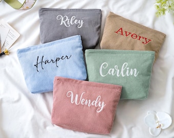 Personalized Embroidered Makeup Bag, Custom Cosmetic Bag, Bridesmaid Makeup Bag, Travel Makeup Pouch, Women Toiletry Bag, Bridesmaid Gift