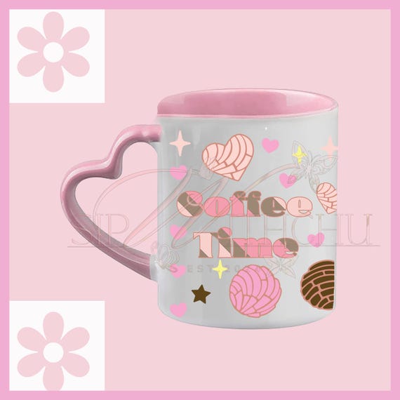 Concha Coffee Mug: Latina Gift With Pink Heart Handle