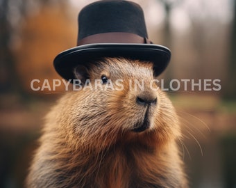 12 Capybara PNG Capybara Instant Download Realistic Capybara Lover Print Unique Capybara Poster Of Capybara in Hat Wall Art Capybara Rodent