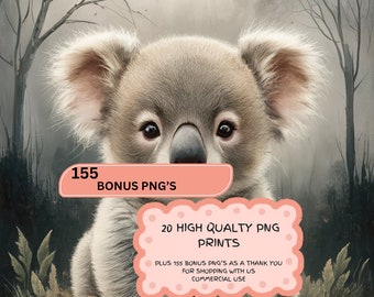 20 Baby-Bären Sofortiger Download Aquarell Bär Druck Koala Kommerzielle Nutzung PNG Koala Bär Clipart Schwarzer Bär Braun Kunst Weißer Baby Eisbär