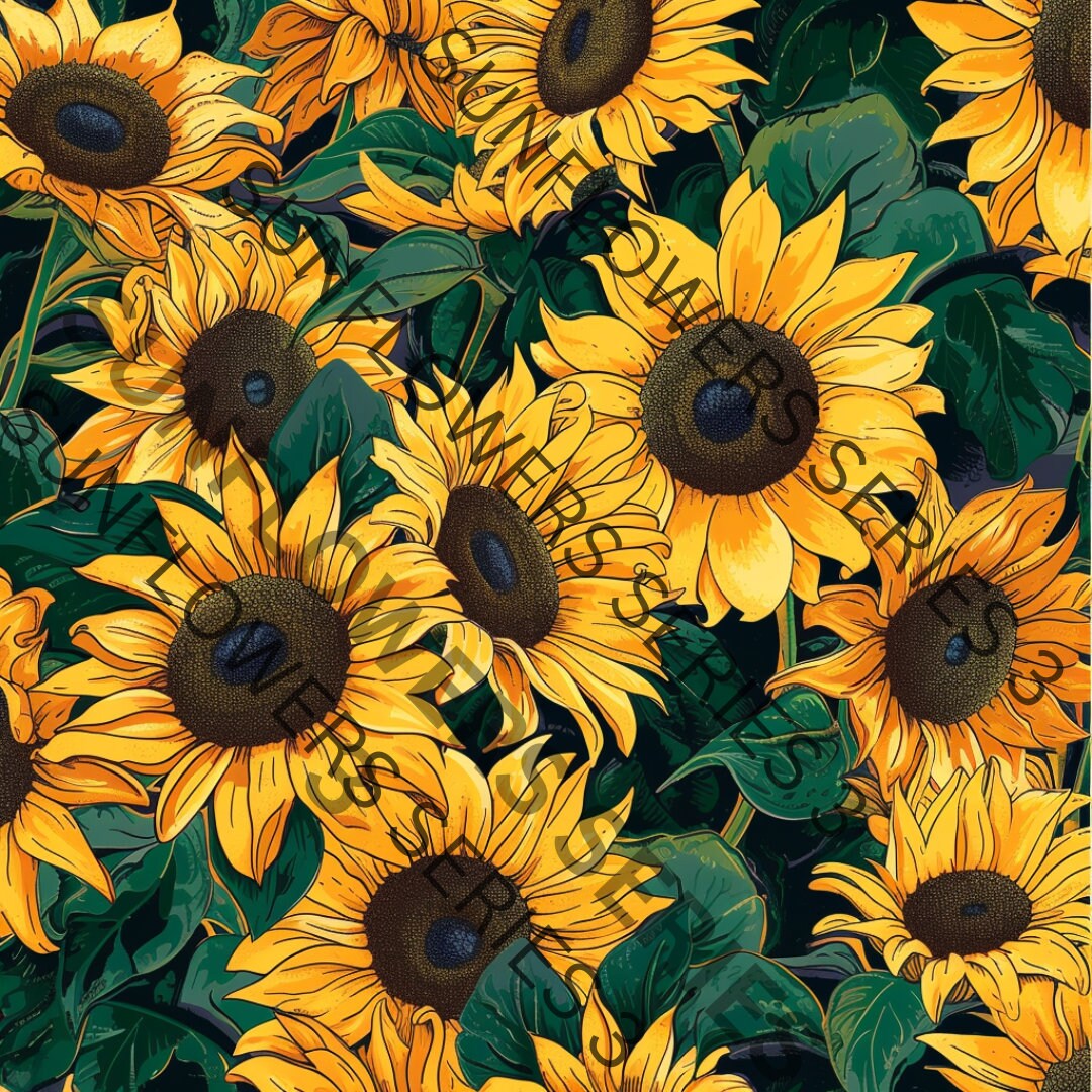 Sunflower Color Pattern 12 Sunflowers PNG Fall Color Pattern Sunflower Clipart for Craft ...