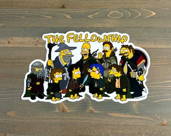 LOTR The Simpsons Fellowship of the Ring-bearer Sticker