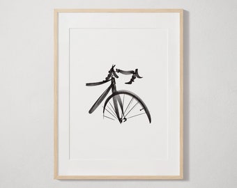 Abstract Modern Bicycle Art Print, Watercolor Bike Illustration, Cycling Sketch Wall Art, Minimal Touring Bike Drawing, Cycling Lover Gift