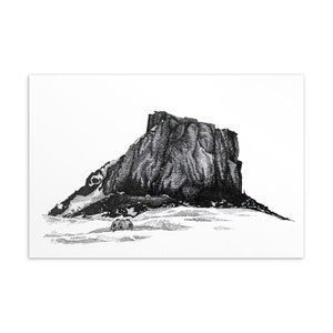 Poster et carte postale de l'Antarctique de Castle Rock | Dessin au trait, style hachuré, design original par Penswrld, art mural et cadeau