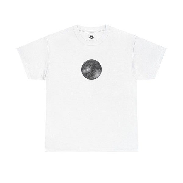 Phases of the Moon Shirt | Unisex Heavy Cotton Tee, Astronomy, Black and White Fine Line Art Handmade by Penswrld