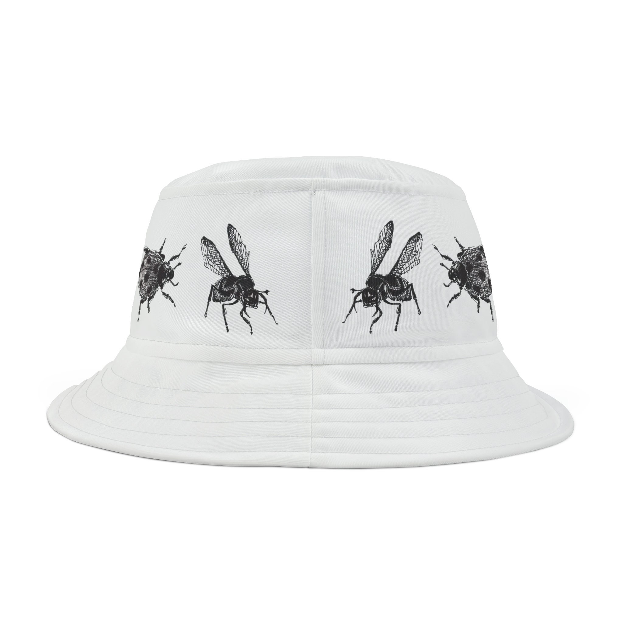 The Bug Bucket | Fine Line Art Bucket Hat, Design by