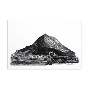Stampa e cartolina dell'Antartide di Observation Hill / Fine Line Art, Stile di tratteggio incrociato, Design originale di Penswrld, Wall Art e Regalo