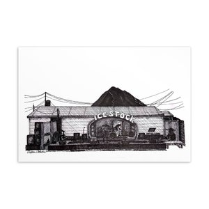 Icestock Antarctique et carte postale | Dessin au trait, style hachuré, design original par Penswrld, art mural et cadeau