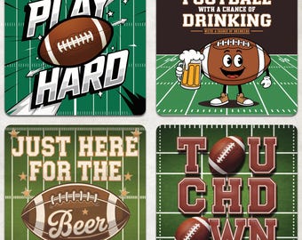 Football Square Coaster PNG, Touchdown Season Square Coaster Sublimation, Game Day Coaster PNG, Football Lover Coaster PNG, Football Magnet