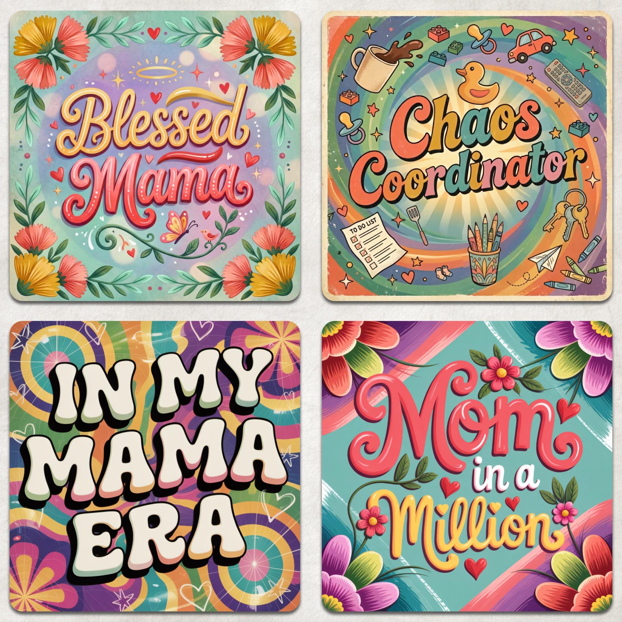 Mom Square Coaster Bundle, Mama Coaster Sublimation, Mother Quotes ...
