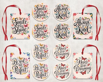 Daily Affirmation Air Freshie Car Coaster Sublimation PNG, Inspirational Car Air Freshener PNG, Motivational Car Coaster PNG, Cardstock Png