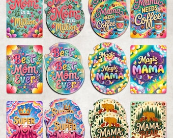 Mom Car Coaster Air Freshener Sublimation Set, Funny Mom Air Freshener PNG, Mama Car Coaster  Cardstock PNG, Mother's Day Gift Sublimation