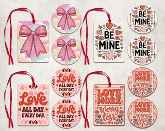 Valentine's Day Car Coaster Car Air Freshener Sublimation Set, Valentines Day Air Freshener Bundle, Valentine Coquette Cardstock Coaster PNG