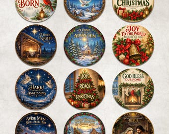 Christian Christmas Ornament PNG Bundle, 12 Vintage Religious Sublimation Designs, Bible Verse Christmas Decor, Religious Holiday Ornaments