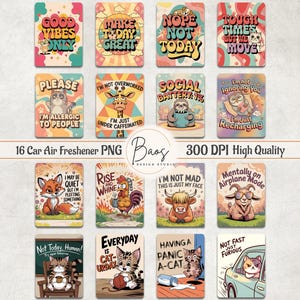 Funny Animals Car Air Freshener PNG, Sarcastic Car Air Freshener Sublimation, Sarcasm Air Freshie Templates, Sassy Qoutes Air Freshener PNG