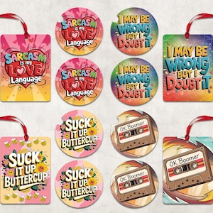 Sarcasm Car Coaster Air Freshener Sublimation Design Set, Sarcastic Car Air Freshener PNG Bundle, Funny Quote Car Coaster PNG Bundle Digital