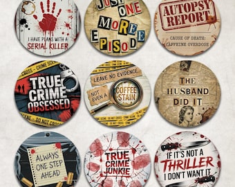 True Crime Car Coaster PNG Bundle, Murder Show Cup Holder Design, Mystery Thriller Round Coaster Sublimation, True Crime Cardstock Freshie