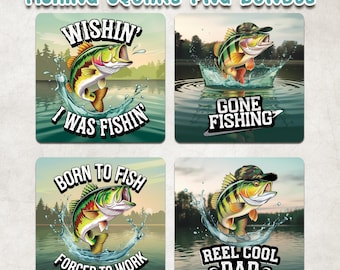 Fishing Square PNG Bundle, Fishing Square Coaster Sublimation, Fishing Square Keychain PNG, Fishing Qoute 4x4 Coaster, Father's Day Coaster