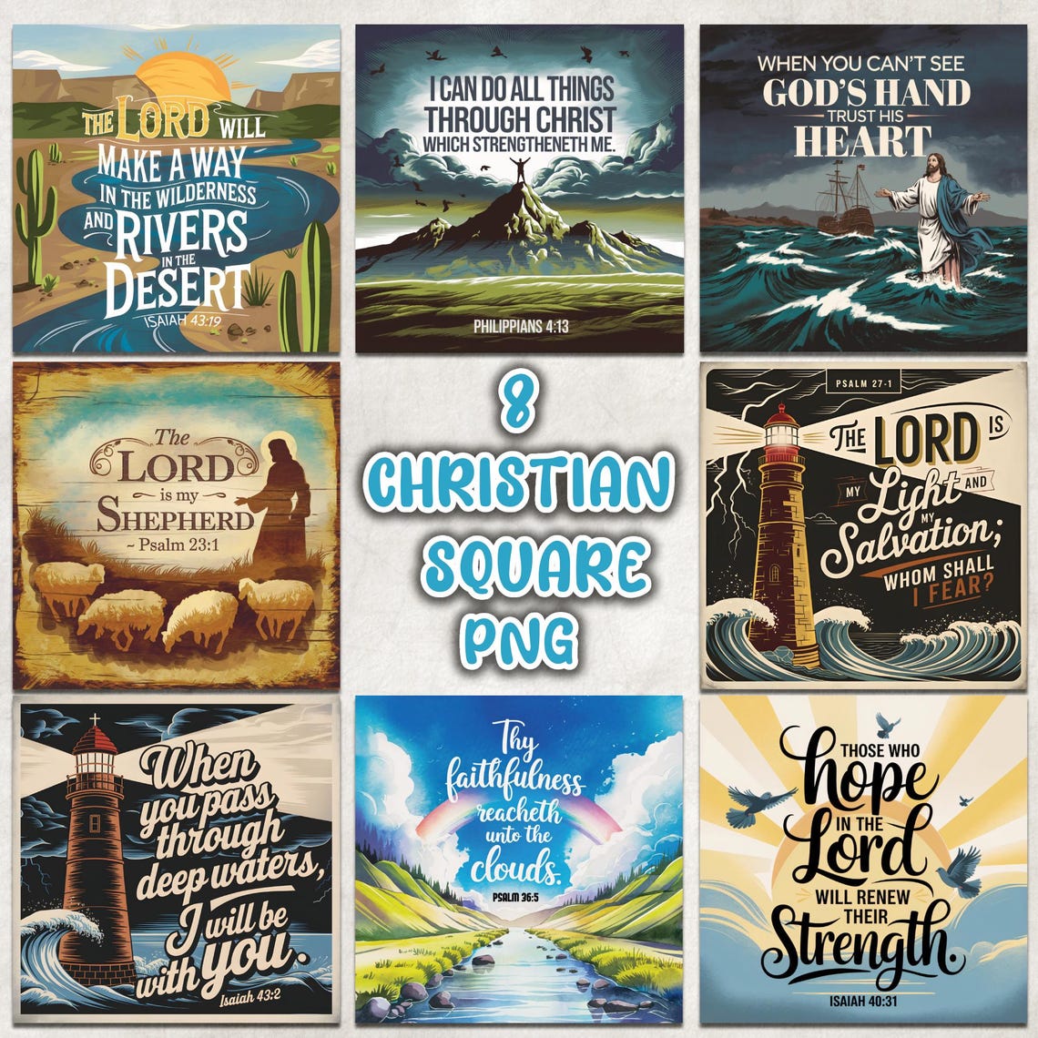Square Scripture Graphics Bible Verse Square PNG Bundle, Christian Qoute Square Coaster ...
