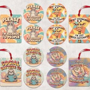 Posavasos para coche con sublimación, ambientador con animales (PNG), posavasos con frases sarcásticas (PNG), cartulina con animales (PNG)