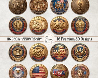 America Coaster Sublimation, USA 250th Anniversary 3D Emblem, 250 Years Challenge Coin Png, Eagle Flag Medallion Design, 1776-2026 Badge Png