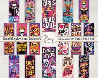 Smut Bookmark Bundle, Spicy Smut Bookmark Sublimation PNG, Spicy Romance Printable Bookmark, Smut Reader Gift Png, Funny Romance Bookmark