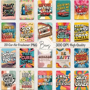 Funny Car Air Freshener PNG Bundle, Sarcastic Car Air Freshener Sublimation, Sarcasm Air Freshie Templates, Sassy Qoutes Air Freshener PNG