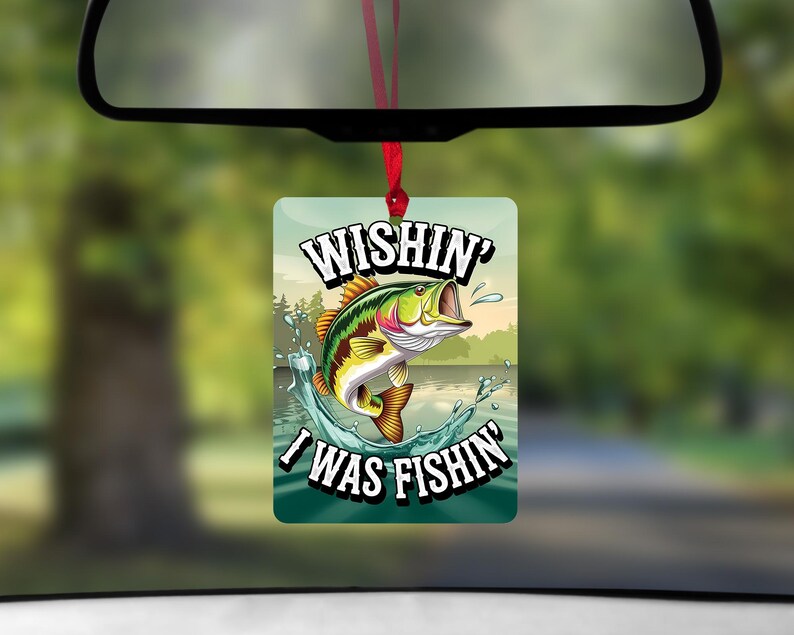 Fishing Car Air Freshener Car Coaster PNG Sublimation Set, Gone Fishing