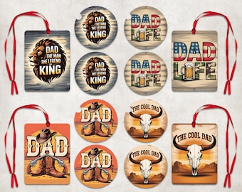 Best Dad Air Freshener Car Coaster Sublimation, Father's Day Car Coaster PNG, Dad The King Car Air Freshener PNG Father's Day Gift Cardstock