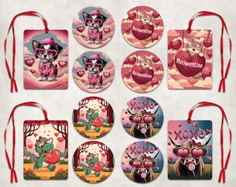 Valentine's Day Car Coaster Car Air Freshener Sublimation Set, Valentine Air Freshener Bundle, Valentine Funny Pet Cardstock Car Coaster PNG