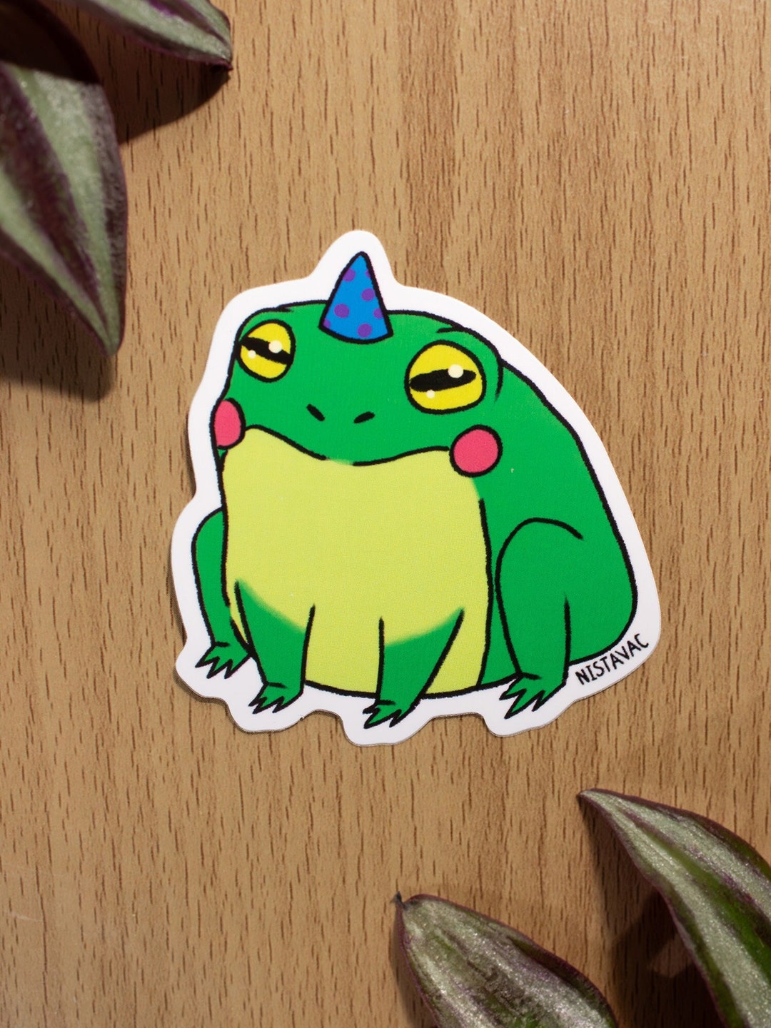 Party Hat Frog Waterproof Vinyl Sticker - Etsy