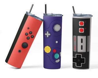 Retro Video Game Controller Tumbler | 20oz Stainless Steel Gamer Cup