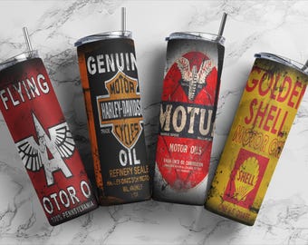 Retro Oil Brand Tumbler | 20oz Stainless Steel Travel Mug
