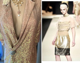 Vintage La Perla OSCAR-WORTHY Iridescent Sequin Dress/y Luxurious Jacket Blazer short Duster Open Flowy style fully lined ITALY 42