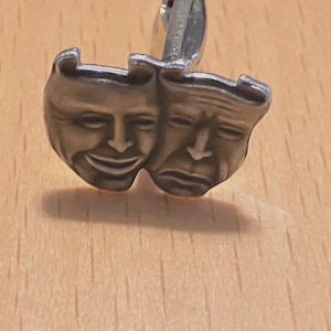 Vintage Hickok Comedy Tragedy Mask Cufflinks  1950s Theater Drama Gift for Him – Silver Tone Thespian Jewelry – Actor Gift Idea Collectible