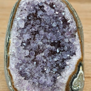 Druzy Amethyst Agate Geode, Cut Base | Home Decor