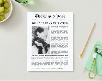 Will You Be My Valentine Newspaper Cupid Post | Viral TikTok Customizable Personalized Cute Valentine's Day Vday Love Printable