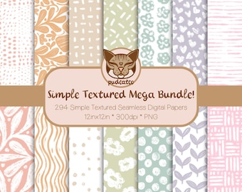 Oh Two Simple Textured Soft Neutrals Mega-Bundle, 294 Printable Repeating Patterns, Seamless Digital Paper, Commercial Use, Classic Designs