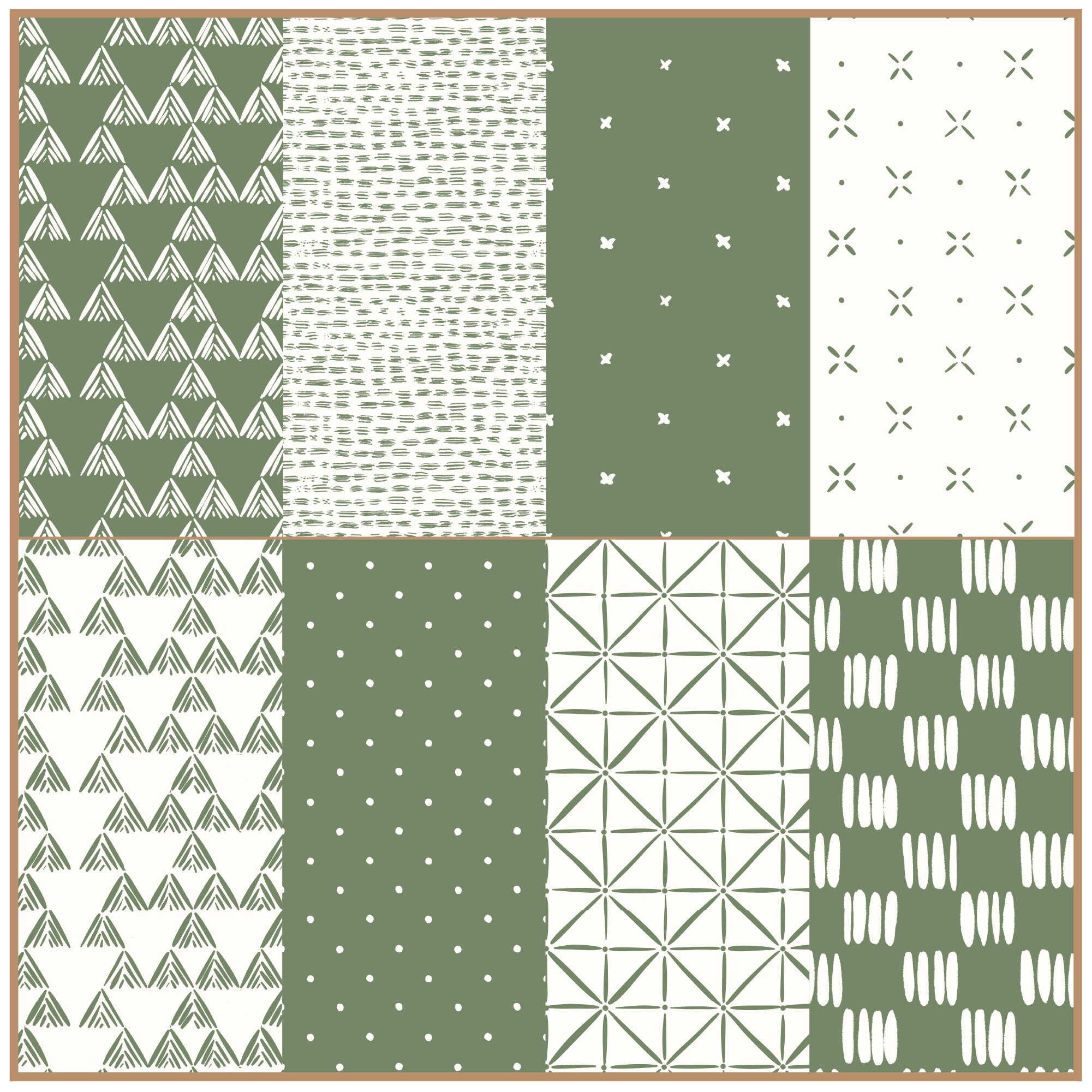 50 Seamless Digital Papers, Simple Sage and White Repeating Patterns ...