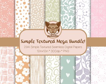 Oh So Simple Textured Soft Neutrals Mega-Bundle, 294 Printable Repeating Patterns, Seamless Digital Paper, Commercial Use, Classic Designs