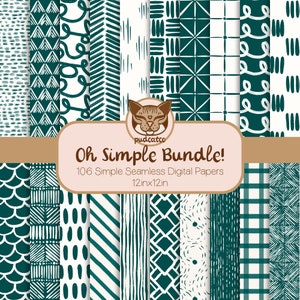 106 einfaches nahtloses digitales Papier-Bundle, druckbares sich wiederholendes Muster, kommerzielle Nutzung, klassischer Boho, Vintage Geometrisch