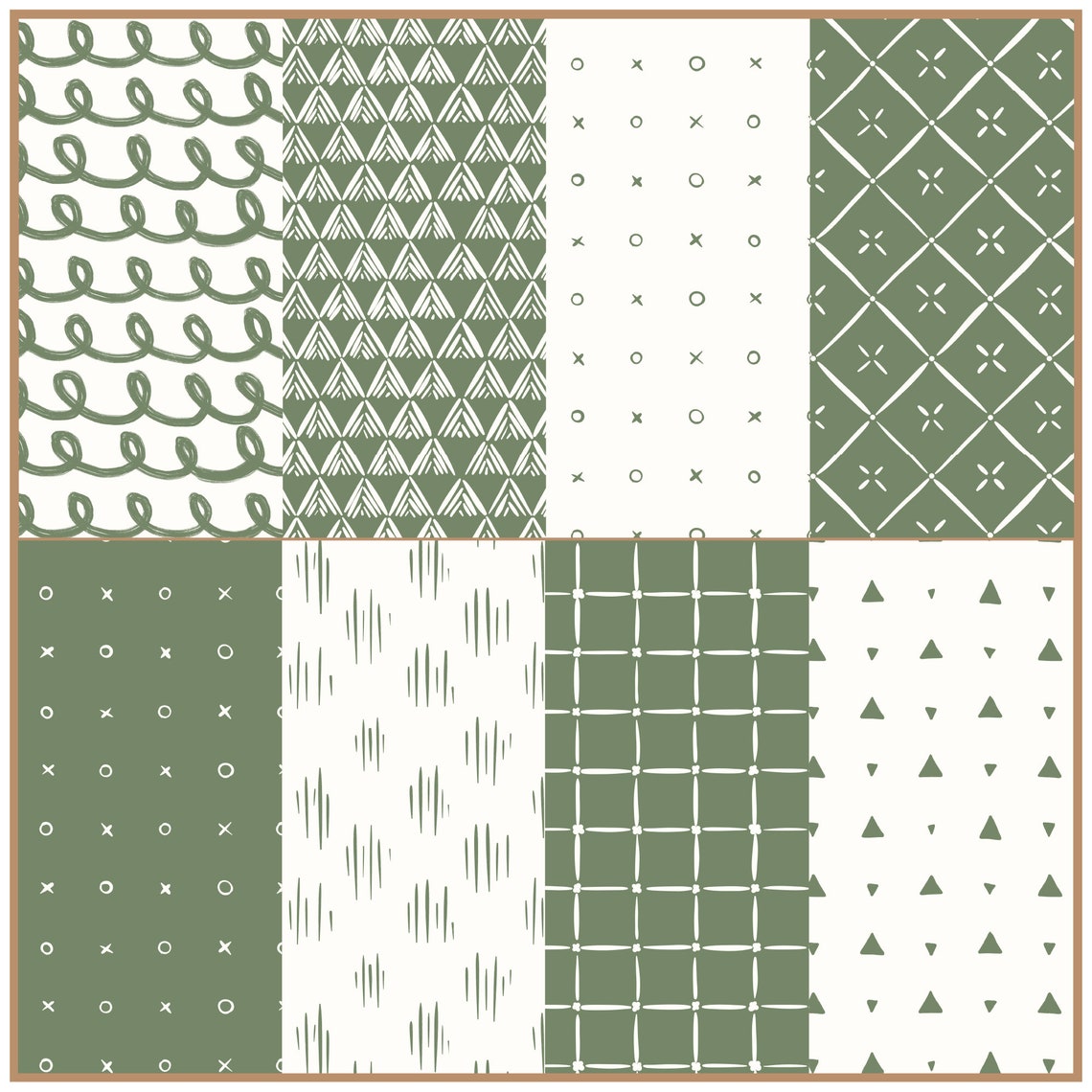 50 Seamless Digital Papers, Simple Sage and White Repeating Patterns ...